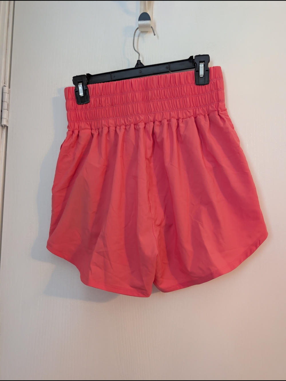 Nike Women's Coral Pink Athletic Shorts with Smocked Waistband